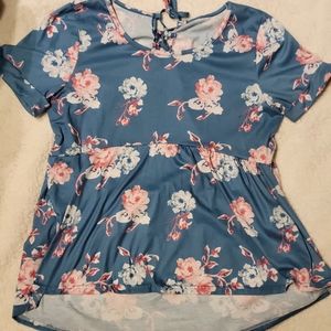 Blue floral tie-back top size medium